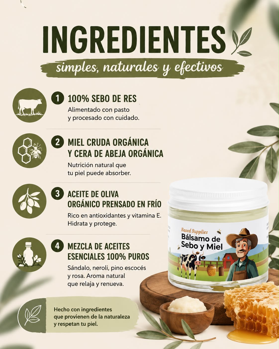 Bálsamo de sebo y miel - 2 oz
